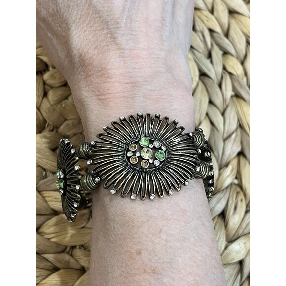 Victorian Art Deco Style Stretch Bracelet Rhinestone Filigree Fairy DEADSTOCK - Picture 1 of 6
